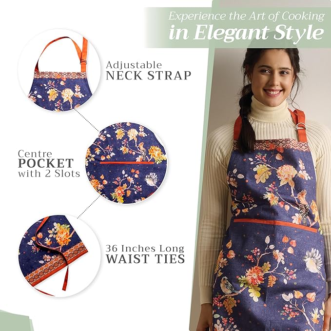 Maison d' Hermine 100% Cotton Apron for women with Pocket Kitchen Chef Apron for Men Cooking Mothers Day Gifts