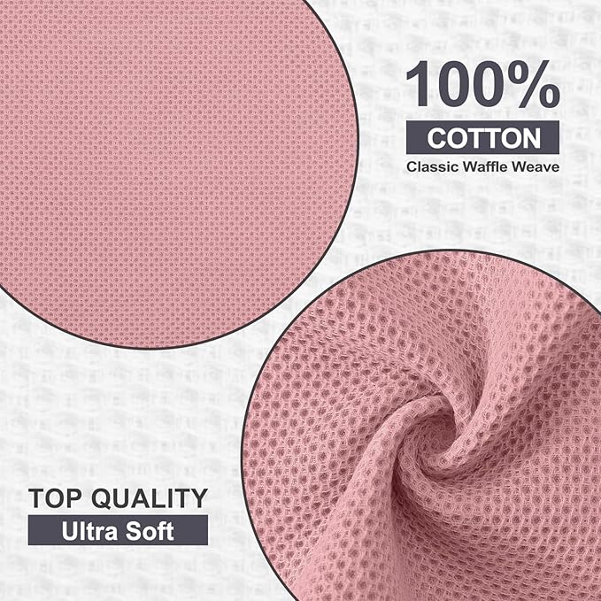 Kitinjoy 100% Cotton Kitchen Dish Cloths (12 X 12 Inches, Dried Roses), 6 Pack Waffle Weave Ultra Soft Absorbent Dish Towels for Drying Dishes Quick Drying Kitchen Towels Dish Rags