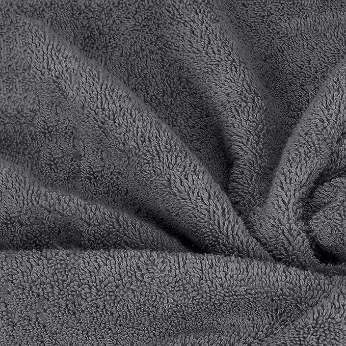 Mocassi Luxury 100% Turkish Cotton 6-Piece Towel Set - Ultra Soft, Quick Dry Highly Absorbent Premium Spa Hotel Quality Bath Towels, Includes 2 Bath Towels, 2 Hand Towels and 2 Washcloths, Gray