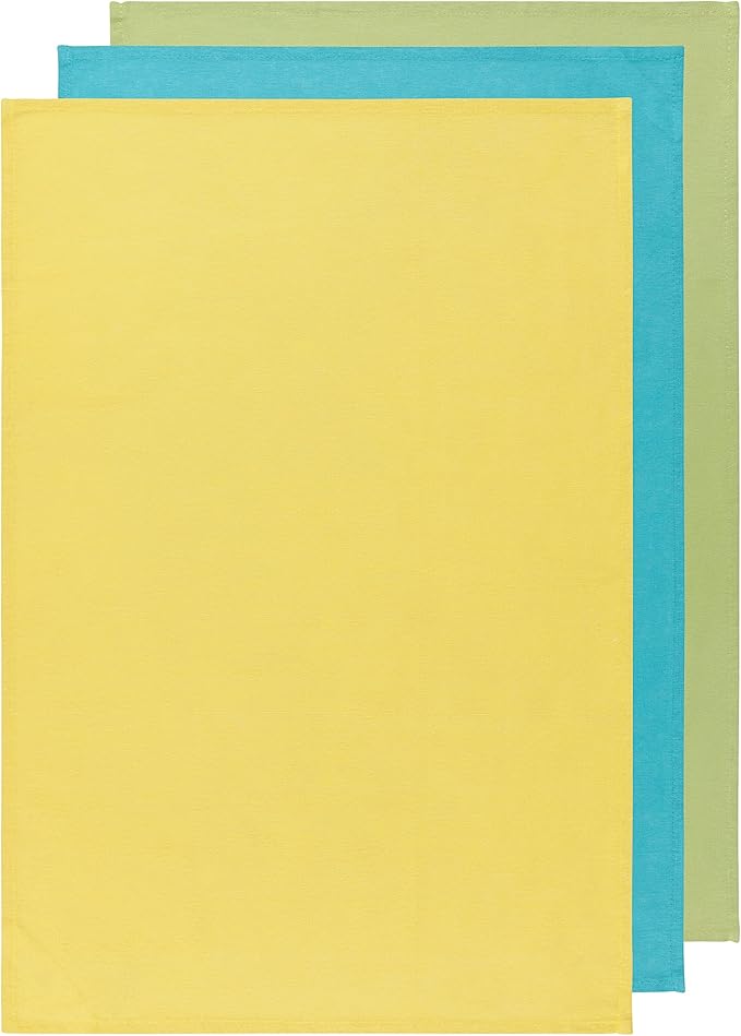Now Designs Floursack Kitchen Dish Towels,Cotton, Chartreuse/Turquoise/Leaf 20 x 30in, Small, Set of 3