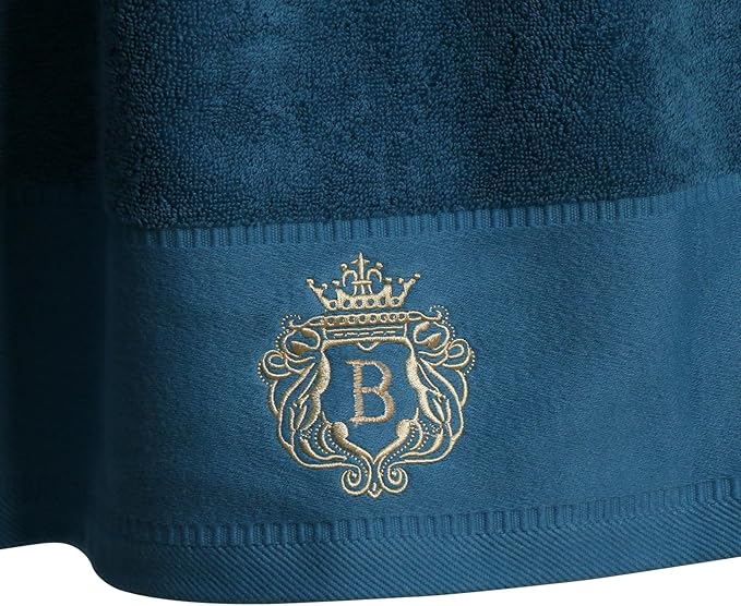 Luxury Bathroom Super Soft and Highly Absorbent Premium 100% Cotton Bath Towel Set for Gifts (Blue-B)