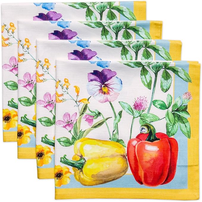 Maison d' Hermine Cloth Napkins Set of 4 100% Cotton Everyday Reusable Square Napkins Cloth Washable Dinner Party Wedding Restaurant Gifts for Mothers Day Spring/Summer (Giverny, 20" x 20")