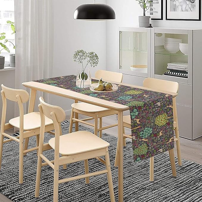 William Morris Floral Table Runner Vintage Flower Art Printed Dinner Runner for Home Kitchen Dining Table Living Room Decor Fabric 1 Panel W13xL120in