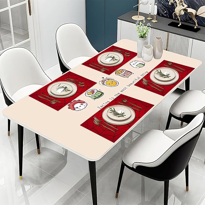 Spider Web Red Placemats Set of 6 Place Mats for Kitchen Table Washable Farmhouse Linen Table Mats Dining Decoration 12x18 Inch