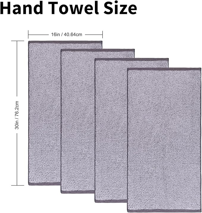 Everplush 4-Piece Premium Hand Towel Sets: Super-Soft, Highly Absorbent & Quick Drying Bathroom Towels – Versatile for Hotel, Bathroom, Shower, Spa, 16x30 Inches(Grey, 16" x 30")