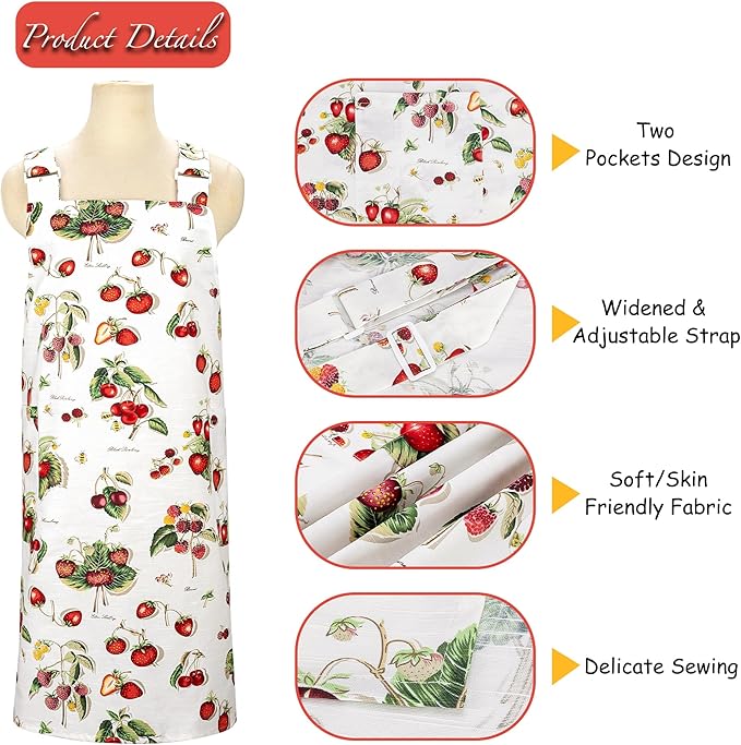 NEOVIVA Kitchen Aprons for Women with Pockets,Cooking Aprons for Women,Vintage Apron for Baking Gardening,Gifts for Mothers