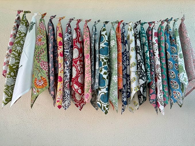 Assorted Mix and Match Hand Block Floral 100% Cotton Cloth Napkins Perfect for Kids,Wedding Events,Home Parties and Dining Table-Zero Waste Napkins