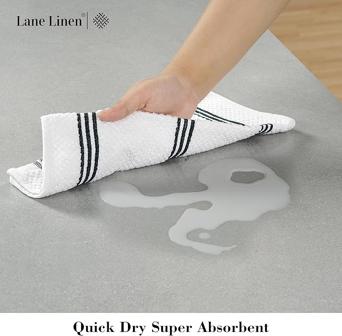 LANE LINEN 16-Piece Kitchen Towels & Dishcloths Set – Heat Resistant Silicone Oven Mitts, Pot Holder & Absorbent Terry Dish Towels – Black