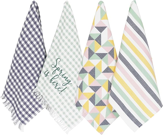 Ritz 100% Cotton Kitchen Towels, Pinstripe Skipper – 16"x26" – Absorbent Dish Towels for Drying & Cleaning – Soft & Durable (Set of 4)