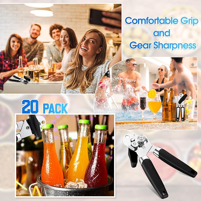 Gisafai 20 Pcs Manual Can Opener with Sharp Blade Smooth Edge Multifunctional Kitchen Gadget Handheld Openers Oversized Handheld Knob Can and Bottle Animals
