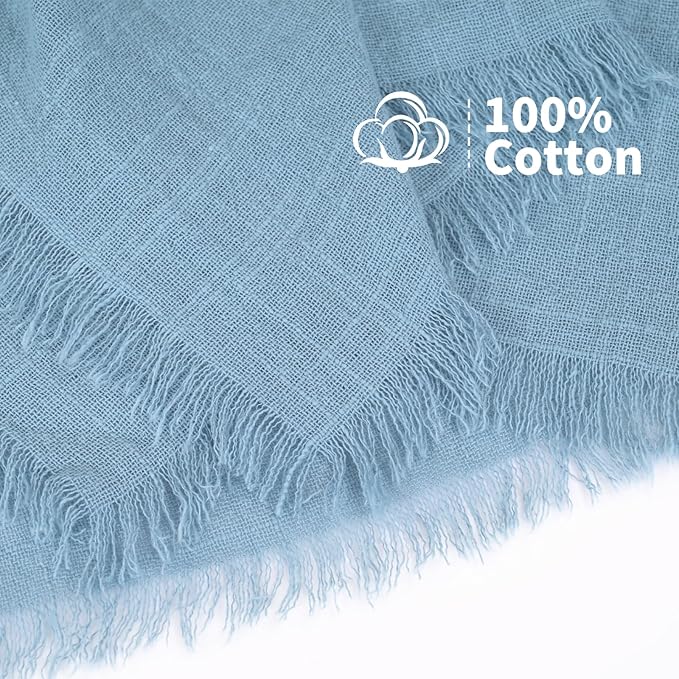 Showgeous 30 Pack Dusty Blue Cloth Napkins with Fringe 16x16 inch 100% Cotton Blue Napkins Handmade Dinner Napkins Bulk Washable Soft Rustic Table Napkins for Wedding Parties Bridal Baby Shower