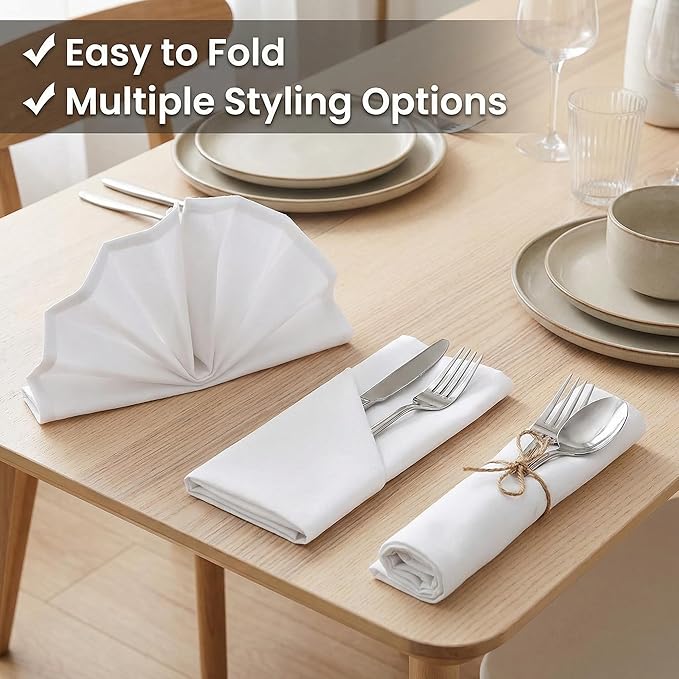 Urban Villa Cloth Napkins White Dinner Napkins Set of 12 (18X18) 100% Cotton Absorbent Washable Durable Reusable Cloth Napkins Ideal for Easter Decorations Hotel Collection Farmhouse Parties Napkins