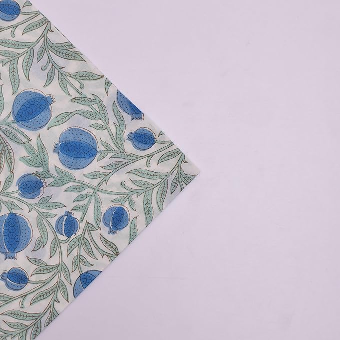 Ridhi Hand Block Print Queen Blue 18" x 18" (Set of 4) Embroidery Table Napkins Reusable Cotton Dinner Napkins for Weddings, Parties, Everyday Dining Gift for Spring, Easter, Valentine
