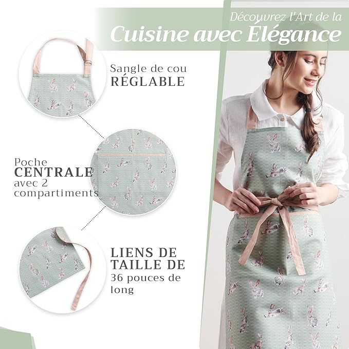 Maison d' Hermine 100% Cotton Apron for women with Pocket Kitchen Chef Apron for Men Cooking Mothers Day Gifts
