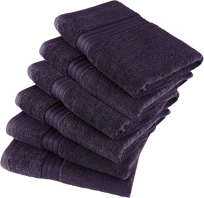 HERCULEAN Large Bath Towels 24 x 50 Pack of 6 | Quick Dry and Highly Absorbent | 100% Cotton Terry Towels for Bathroom - Perfect for Shower - Pool and Spa - Luxury Soft Towels - Plum