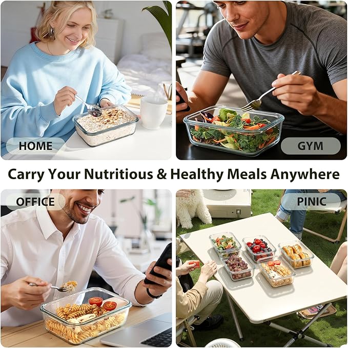 5 Pack 25oz Glass Meal Prep Containers with Air Vent Lids, Borosilicate Glass Food Storage Container with Snap Airtight Lids for Lunch, Food Prep, Microwave, Oven, Freezer & Dishwasher Safe, BPA-Free