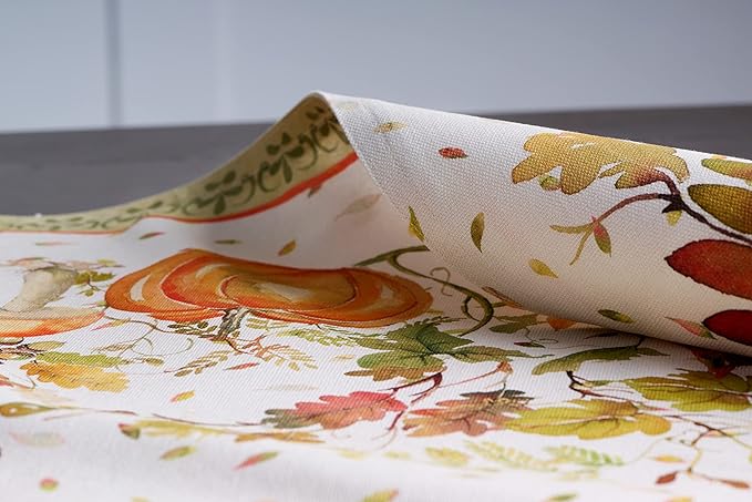 Maison d' Hermine Placemats Set of 4 100% Cotton Washable Cloth Place Mats, Reusable Table Mats for Thanksgiving Christmas Decorations Kitchen Dining Party Wedding (Pumpkin Passion, 13" x 19")