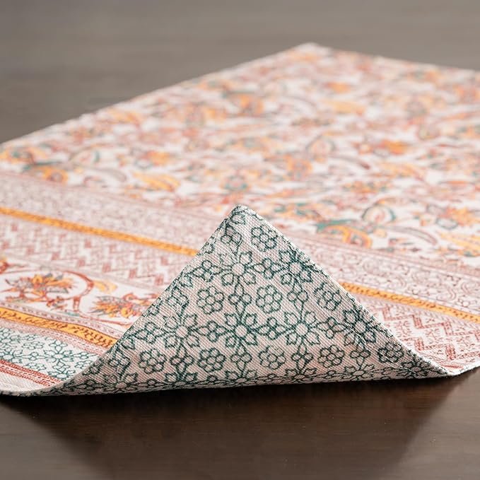 Maison d' Hermine Placemats Set of 4 100% Cotton Washable Cloth Place Mats, Reusable Table Mats for Thanksgiving Christmas Decorations Kitchen Dining Party Wedding Restaurant (Nila, 13" x 19")