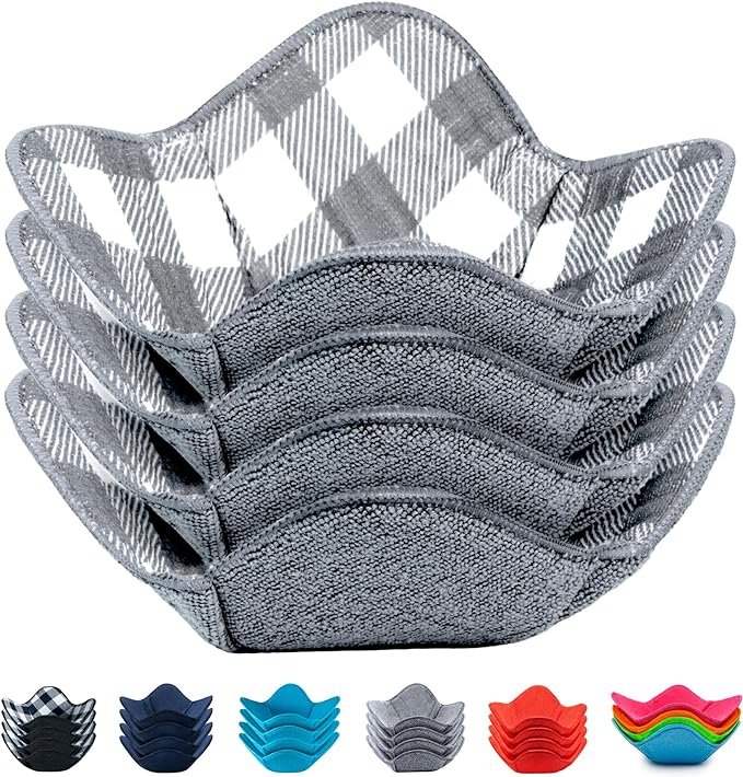 Aticca Microwave Bowl Cozy Holders for Hot Food Set of 4 Hot Pads for Bouillon Cups Multipurpose Heat Proof Plate Holder