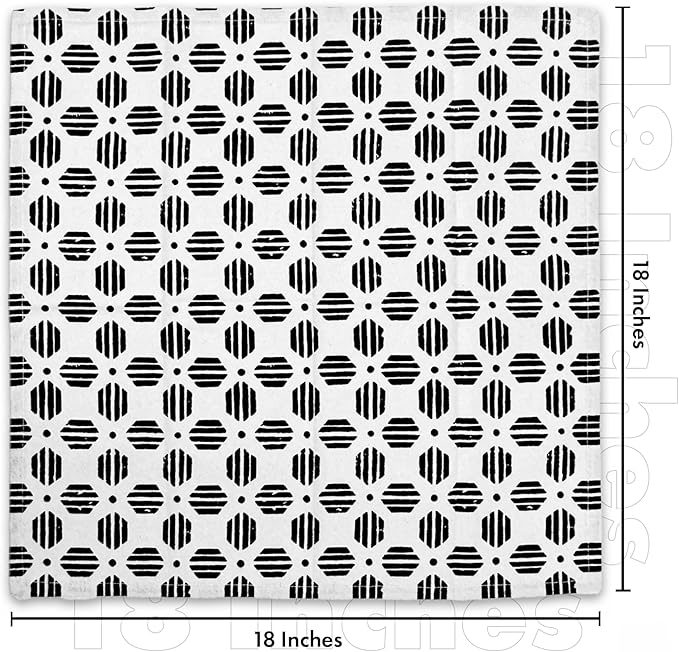 Taran Geometric Beige Print Cotton Dinner Napkins Set of 12 | 18x18 Inches | 100% Natural, Reusable Linens for Dinner, Events, Weddings