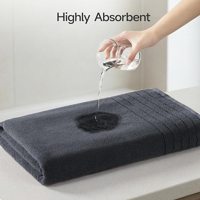 REDKISS Luxury Bath Towels Set of 4, 35x70 in, Highly Absorbent & Quick Dry, Super Soft Extra Large Premium Thick Cotton Gray Bath Sheets for Shower, Hotel, Bathroom, Spa