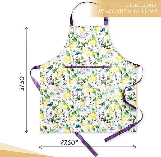 Maison d' Hermine 100% Cotton Apron for women with Pocket Kitchen Chef Apron for Men Cooking Mothers Day Gifts