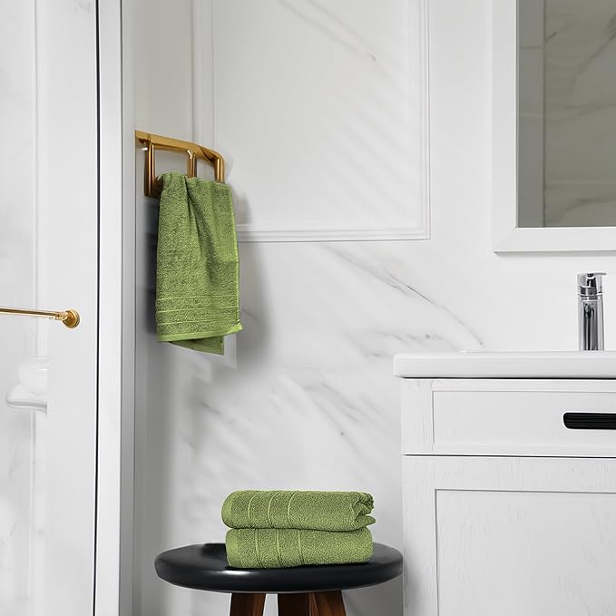 Tens Towels Pack of 6 Hand Towels, 100% Cotton, Lighter Weight, Quick to Dry, 16 x 28 Inches, Super Soft & Absorbent, Perfect for Bathroom & Kitchen, Green