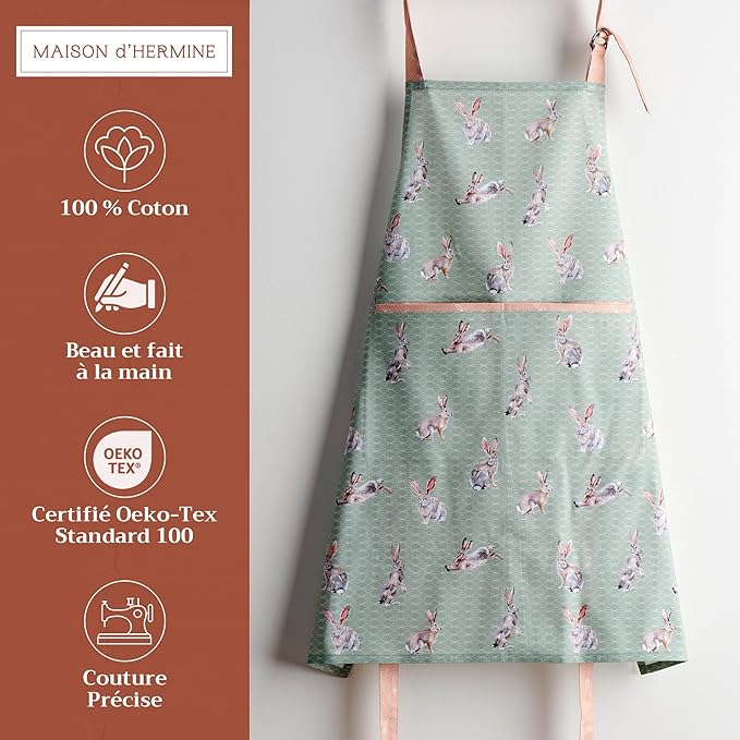Maison d' Hermine 100% Cotton Apron for women with Pocket Kitchen Chef Apron for Men Cooking Mothers Day Gifts