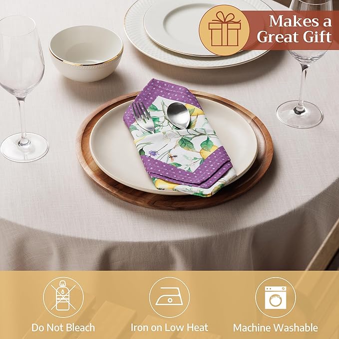 Maison d' Hermine Cloth Napkins Set of 4 100% Cotton Everyday Reusable Square Napkins Cloth Washable Dinner Party Wedding Restaurant Gifts for Mothers Day Spring/Summer (Sivergue, 18" x 18")