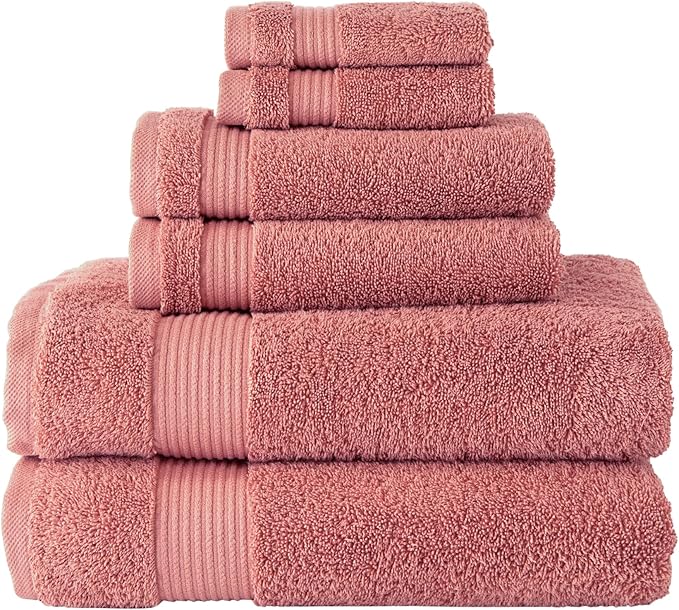 Classic Turkish Towels CTT - Luxury 6 Piece Towel Set, 100% Turkish Cotton, Quick Drying, Highly Absorbent & Comfy, Includes 2 Bath Towels, 2 Hand Towels & 2 Washcloths | (Canyon Clay)