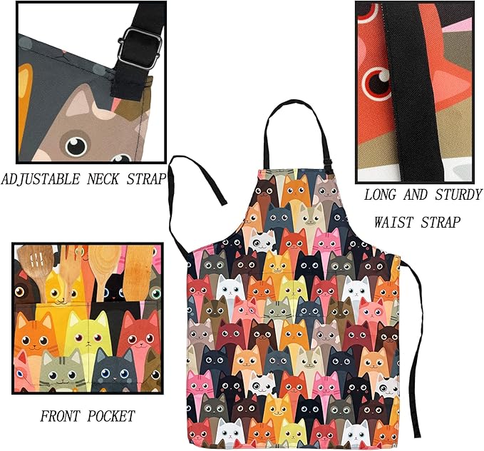Sosolong Adjustable Waterproof Apron Bib Apron with 2 Pockets Cooking Kitchen Aprons for Women Men Chef