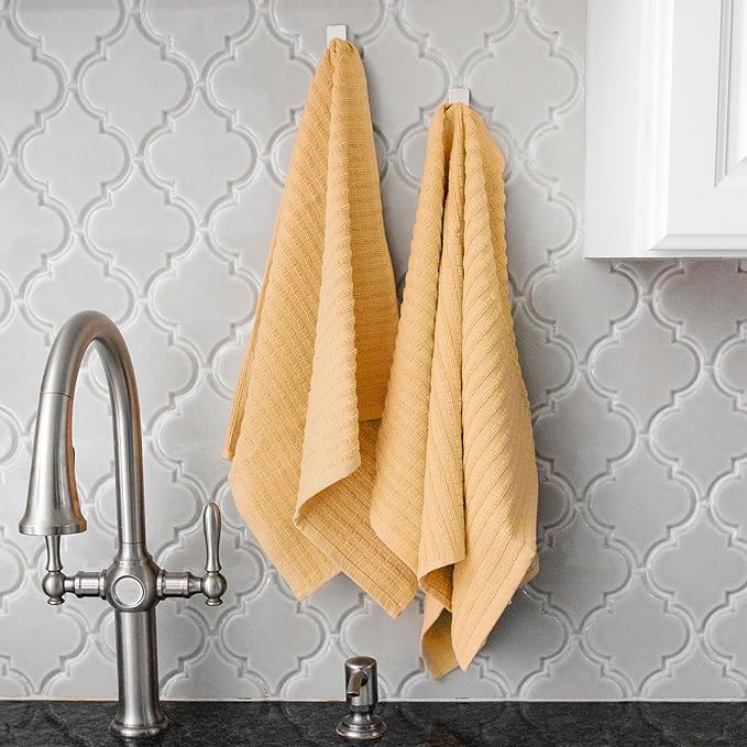 Ritz Royale Collection 100% Combed Terry Cotton, Highly Absorbent, Oversized, Kitchen Towel Set, 28" x 18", 4-Pack, Solid and Coordinate, Straw