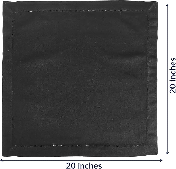 FINGERCRAFT Cloth Napkin Hemstitched 20x20 Inch Generous Picot Hem, Mitred Corner, Everyday Use Premium Quality High GSM and Good Absorbency Set of 12 Easter Color Black