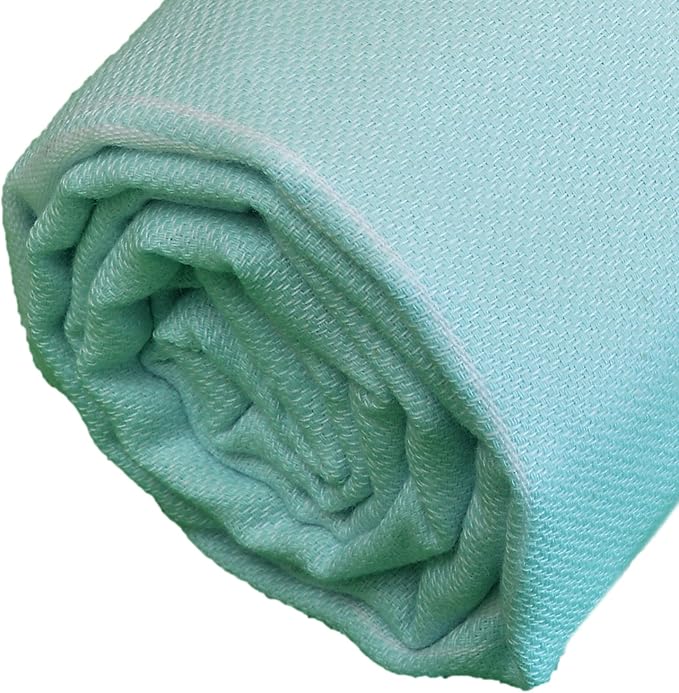 Bersuse Towels Anatolia XL Beach Blanket Throw Blanket Turkish Towel 100% Cotton Extra-Large Quick-Dry Lightweight Premium Peshtemal Towel - 61x82 Inches, Aqua Marine (Set of 6)