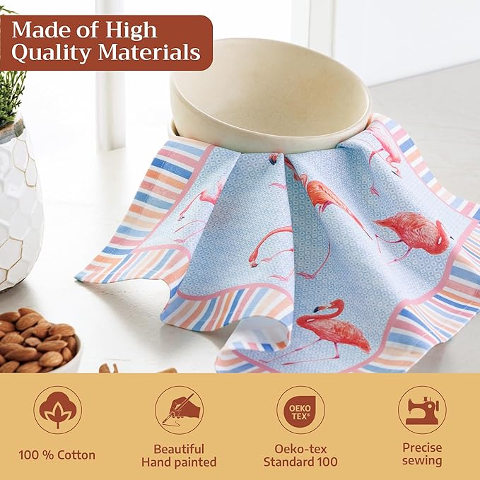 Maison d' Hermine Cloth Napkins Set of 4 100% Cotton Everyday Reusable Square Napkins Cloth Washable Dinner Party Wedding Restaurant Gifts for Mothers Day Spring/Summer (Flamingo Love, 18" x 18")
