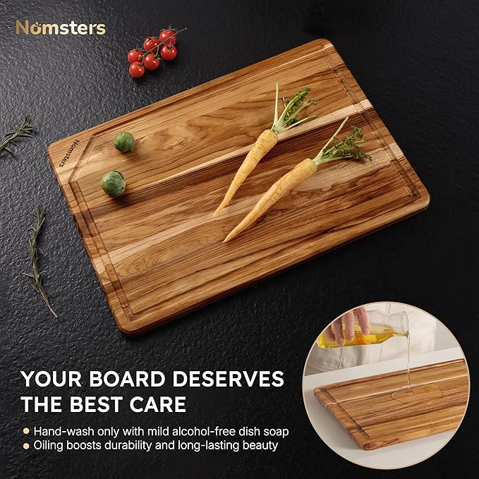Extra Large Teak Wood Cutting Board for Kitchen 20inch Non Slip Feet Heavy Duty Butcher Block Chopping Board Nice Solid Thick Wooden Juice Groove Big XXL Large Best Hardwood Kitchen Counter Organic