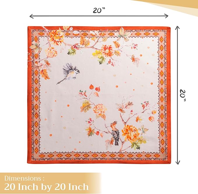 Maison d' Hermine Cloth Napkins Set of 4 100% Cotton for Thanksgiving Christmas Decorations Everyday Reusable Square Fall Napkins Cloth Washable Dinner Party (Kelim - Prairie, 20"x20")