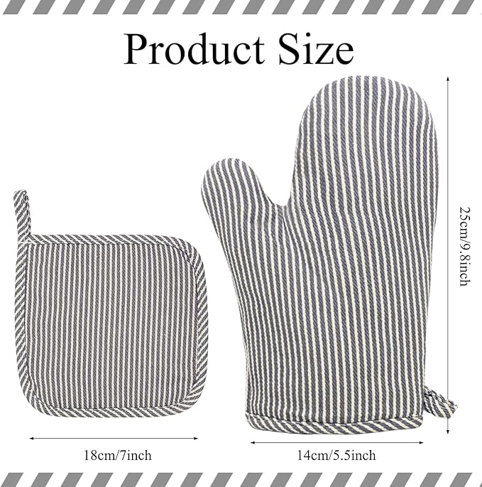 4 Pcs Oven Mitts and Pot Holders Heat Resistant Oven Mitts Sets Non Slip Oven Mitt and Pot Holders for Baking Cooking