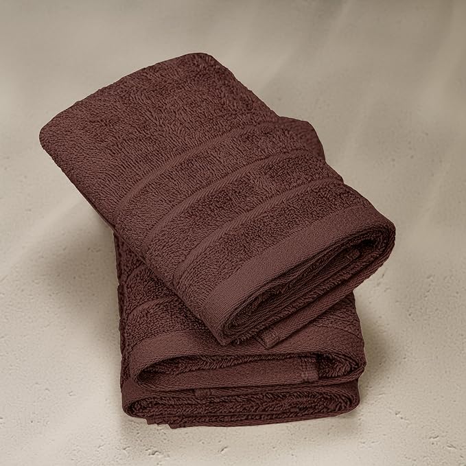 Tens Towels Pack of 6 Hand Towels, 100% Cotton, Lighter Weight, Quick to Dry, 16 x 28 Inches, Super Soft & Absorbent, Perfect for Bathroom & Kitchen (Brown)