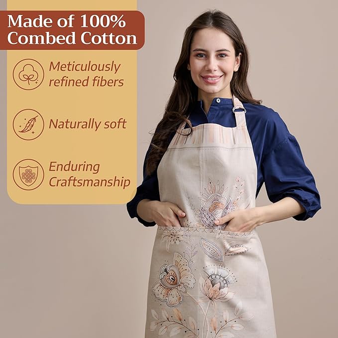 Maison d' Hermine 100% Cotton Apron for women with Pocket Kitchen Chef Apron for Men Cooking Mothers Day Gifts