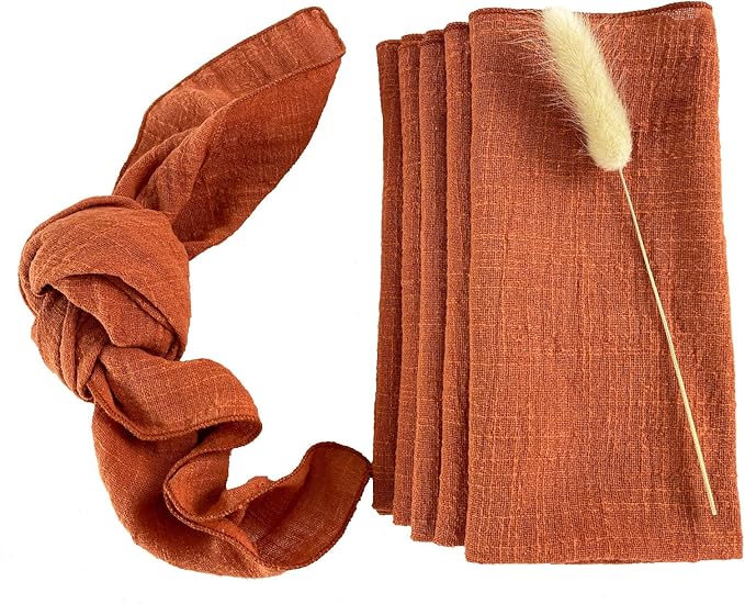 EHLDekol Gauze Cloth Napkins 6 Pack 16x16 Inches 100% Natural Soft Cotton Weddings Decorative Parties Family Everyday Use Bulk Linen Dinner Napkins (Terracotta, 6 Pack)