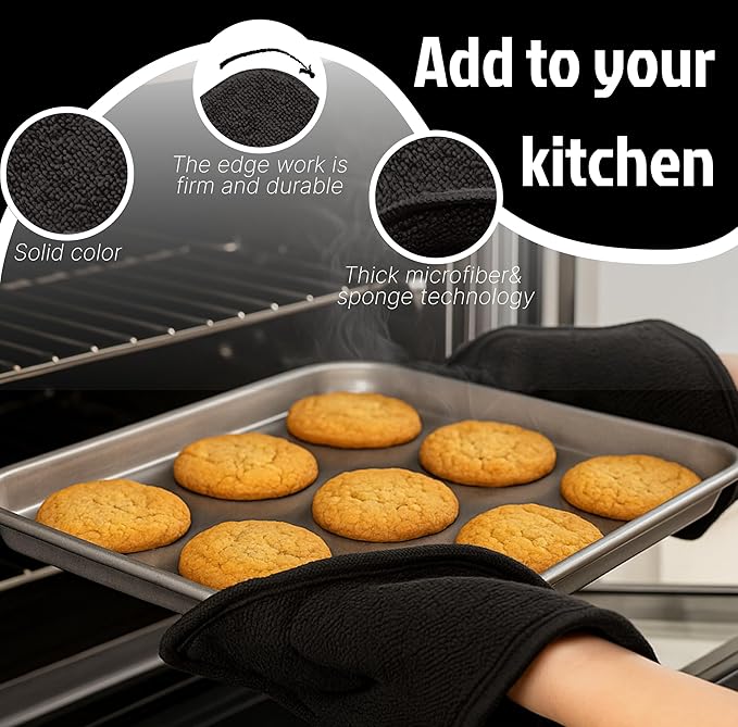 Set 2X Black 7" sq. x 4"H Polyester Microwave Bowl Holder Potholders - Microwavable Soup Bowl Cozy - Hot Pads Holders for Hot Food Quilted - Bowl Cozies for Microwave Kitchen Accessories, Gadgets