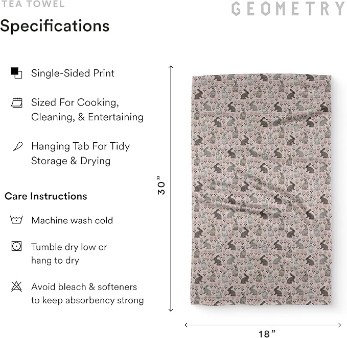 GEOMETRY Easter Kitchen Tea Towel - Quick Dry Microfiber Cloth Dish Towels for Kitchen Drying - Premium Quick Dry Towel (Bunny Bloom, 1-Pack)