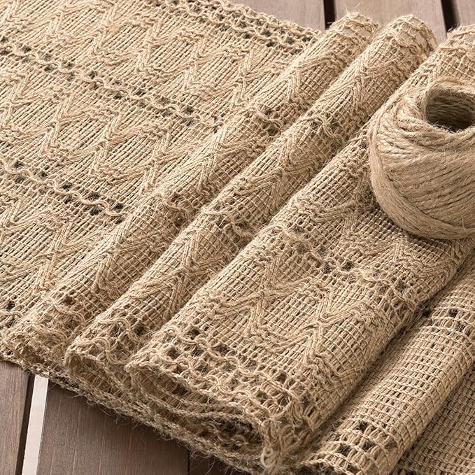 Socomi Boho Table Runner Easter Spring Farmhouse Burlap Jute Bamboo Rustic Dining Kitchen Centerpiece Decor Small Macrame Woven Coffee Table Runner for Dresser Scarf Home Decor 12x72 inch