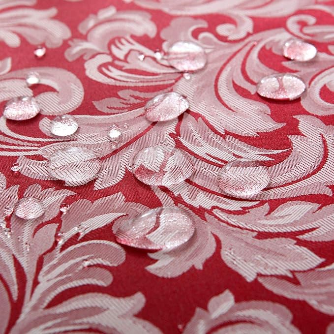 EHouseHome Damask Jacquard Cloth Napkins Waterproof Spillproof Polyester Fabric Napkins Burgundy, Set of 12, 17 x 17 Inch