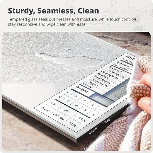 Greater Goods Food Scale with Nutrition Calculator, Non Connected Calorie Scale for Meal Prep, Weight Loss, 2000 Pre-Loaded Food Codes, Compact Kitchen Scale, Battery Operated, 11lb Capacity, Silver