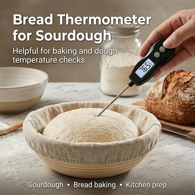 Meat Thermometer Digital with Backlight – Instant Read Food Thermometer Waterproof for Cooking BBQ Grilling Steak Bread Baking Turkey Candy Oil Liquid (Black)