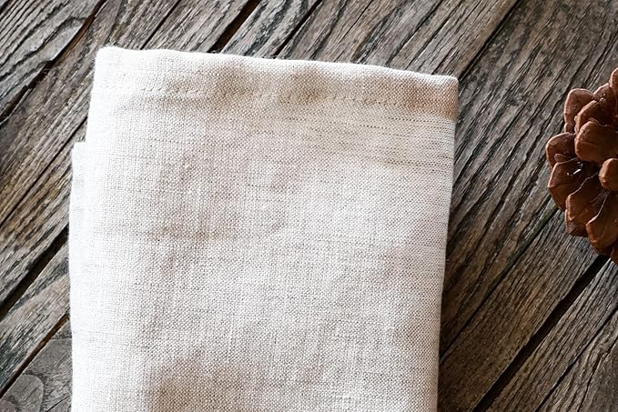 100% Pure Linen Dinner Cloth Napkins 15 x 15 Inch Natural - Set of 6 Pack European Flax Natural Fabric Washable for Home and Kitchen