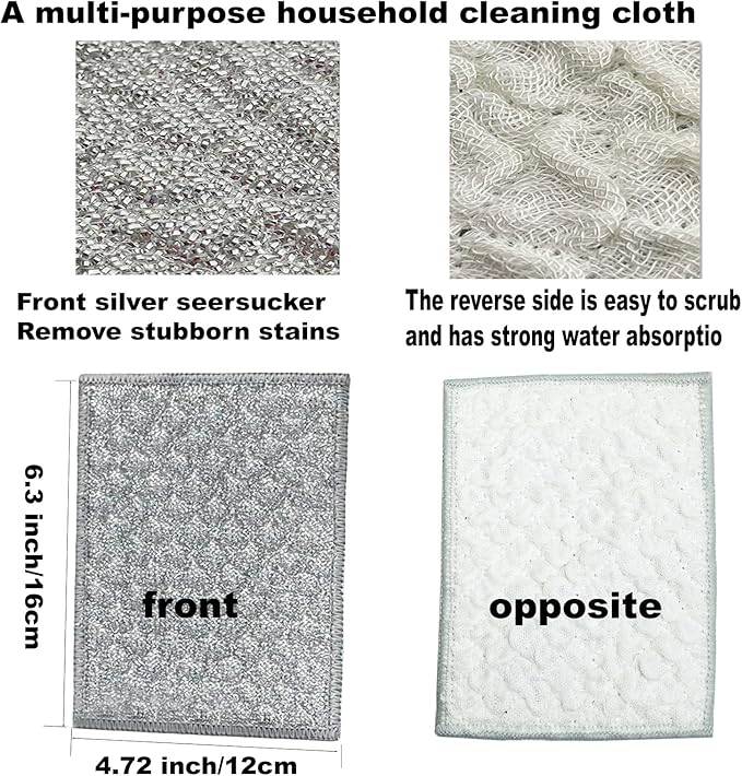New thickened double-sided metal wire dishwashing cloth, suitable for both dry and wet use, scratch free dishwashing cloth, suitable for kitchen cleaning, cookware, tableware, sink (2 pieces)