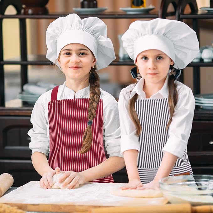 2 Pack Stripes Kids Apron, Kids Cooking Aprons with 2 Pockets, Cute Aprons for Cooking for Boys and Girls